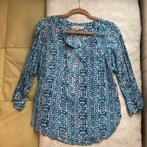 Blue patterned float top from Loft.